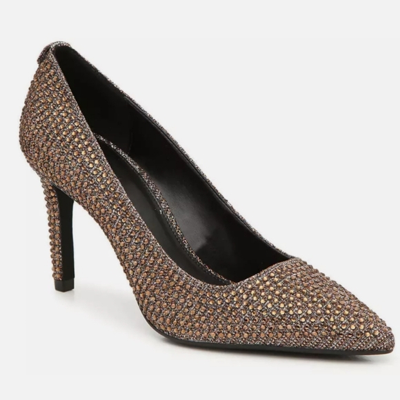 Michael Kors Dorothy Flex Pumps Pointed Toe Star Perforations Metallic Size 10 - Picture 1 of 12